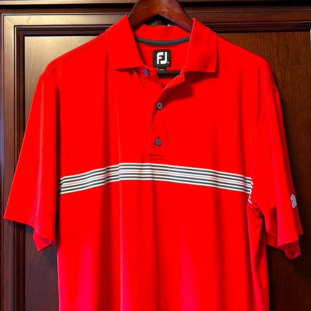 Like New Condition Rare Foot Joy Vintage Men’s Classic Red Golf Mid Striped Polo - Picture 1 of 8